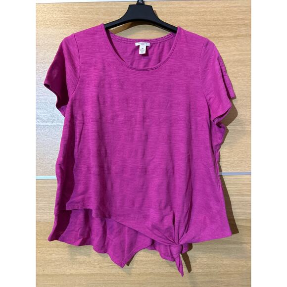 Westbound Woman Vivid Fuchsia Pink Cotton Sz 2X layered Asymetrical Tunic Top - Picture 1 of 7